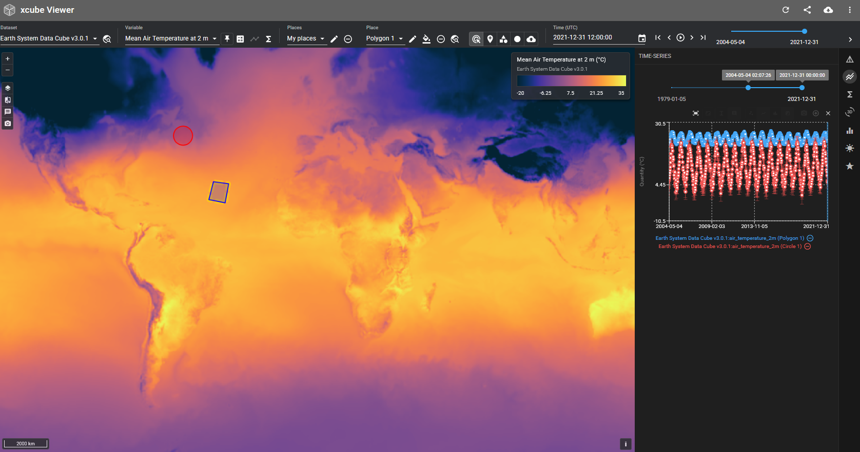 xcube Viewer interface (dark)
